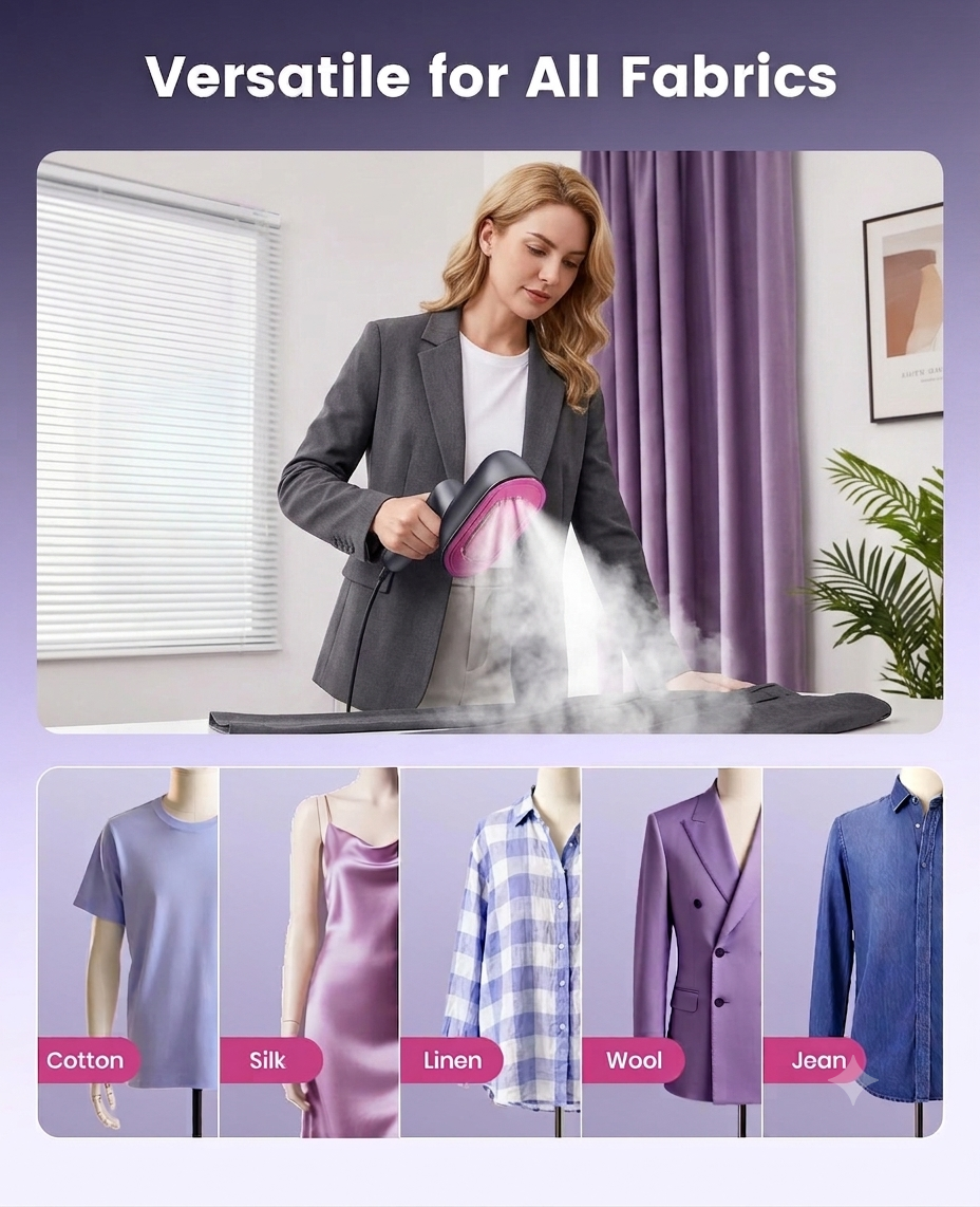 Crispenco steamer used on cotton, silk, linen, wool and denim garments